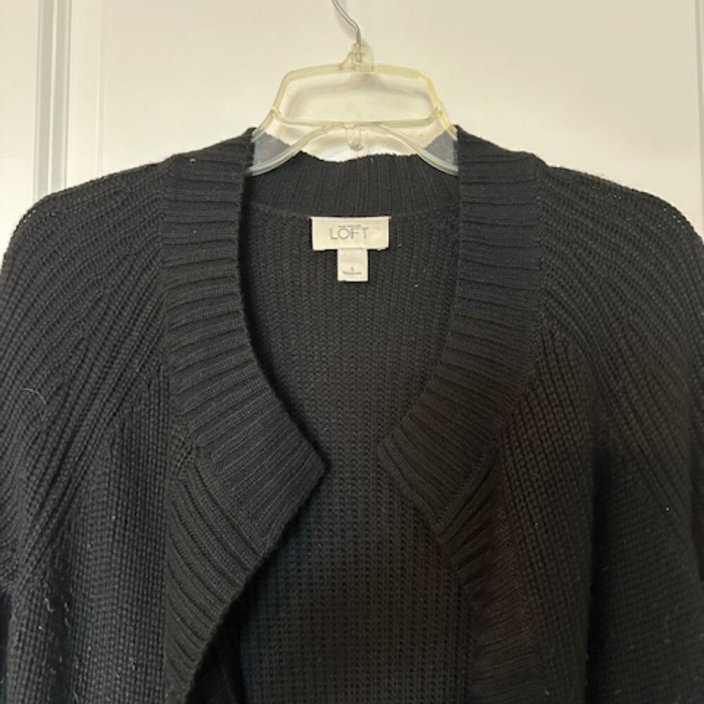 ANN TAYLOR LOFT BLACK KNIT SWEATER DUSTER - Picture 2 of 4